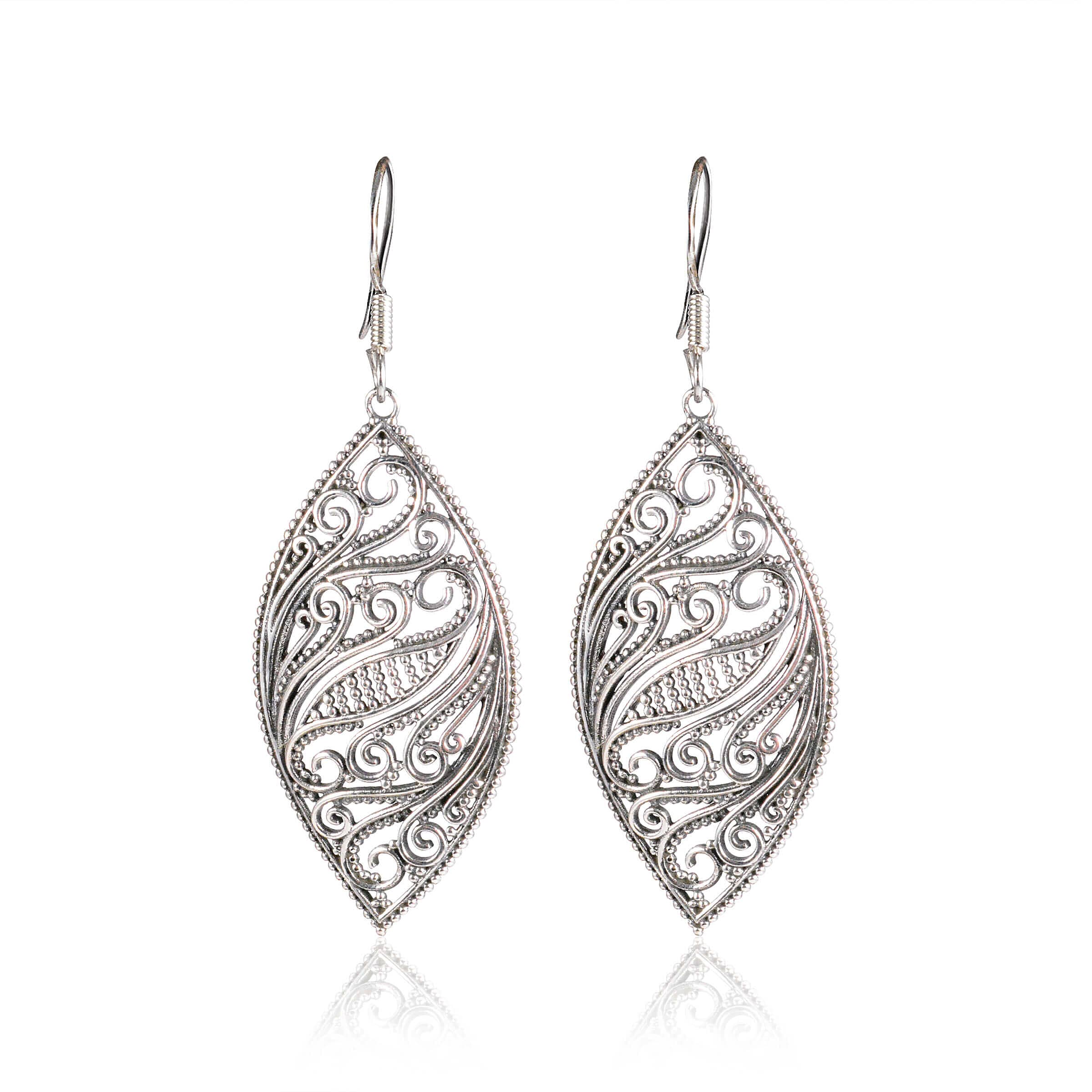 Handmade Sterling Silver Milkweed Leaf Earrings with Freshwater Pearl  Monarch Butterfly Eggs