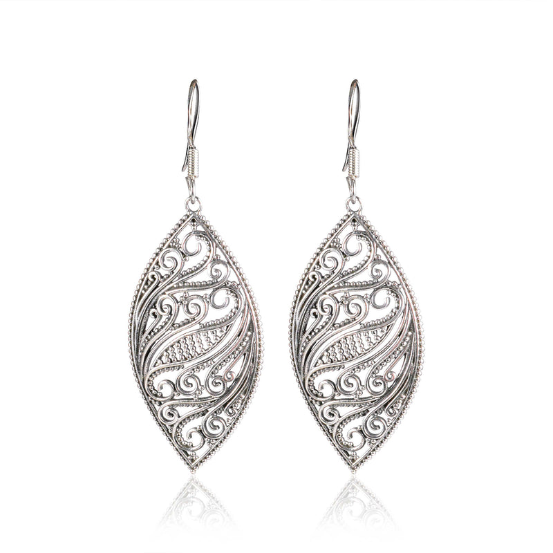 Tribal Earrings Silver Leaf Earrings