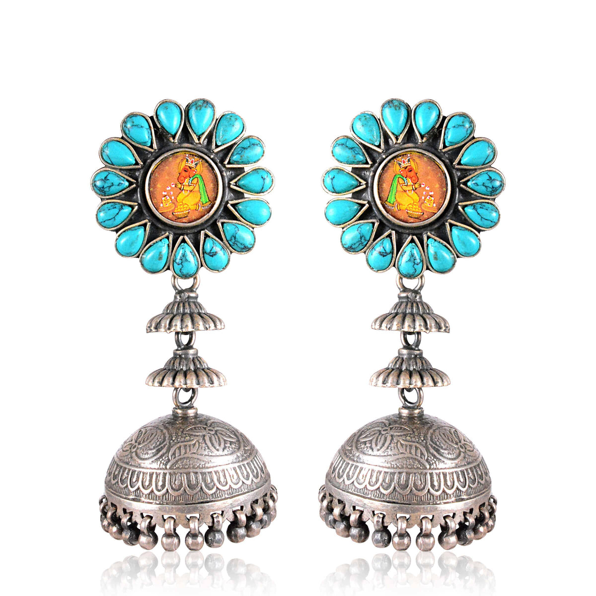 Tribal Earrings Silver Long Dangle Jhumki