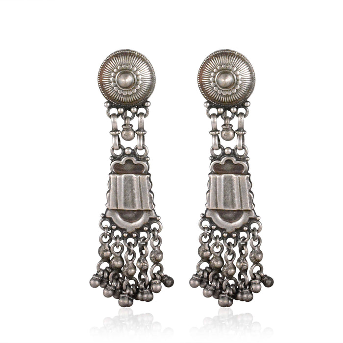 Tribal Earrings Silver Long Dangler Earrings