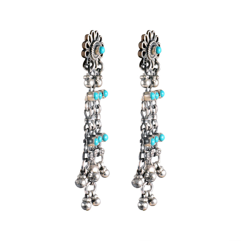 Tribal Earrings Silver Long Danglers 2