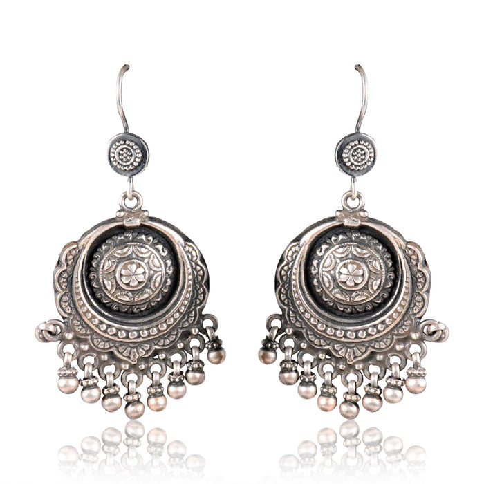 Tribal Earrings Silver Long Danglers