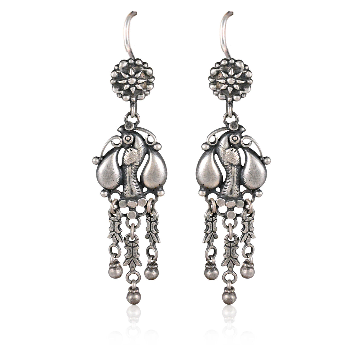 Tribal Earrings Silver Long Earrings