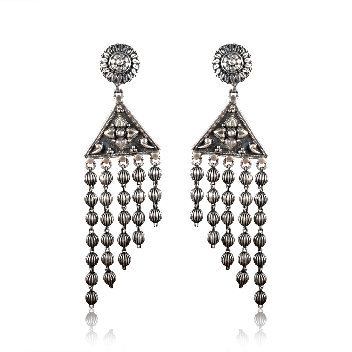 Tribal Earrings Silver Long Jhumki Earning