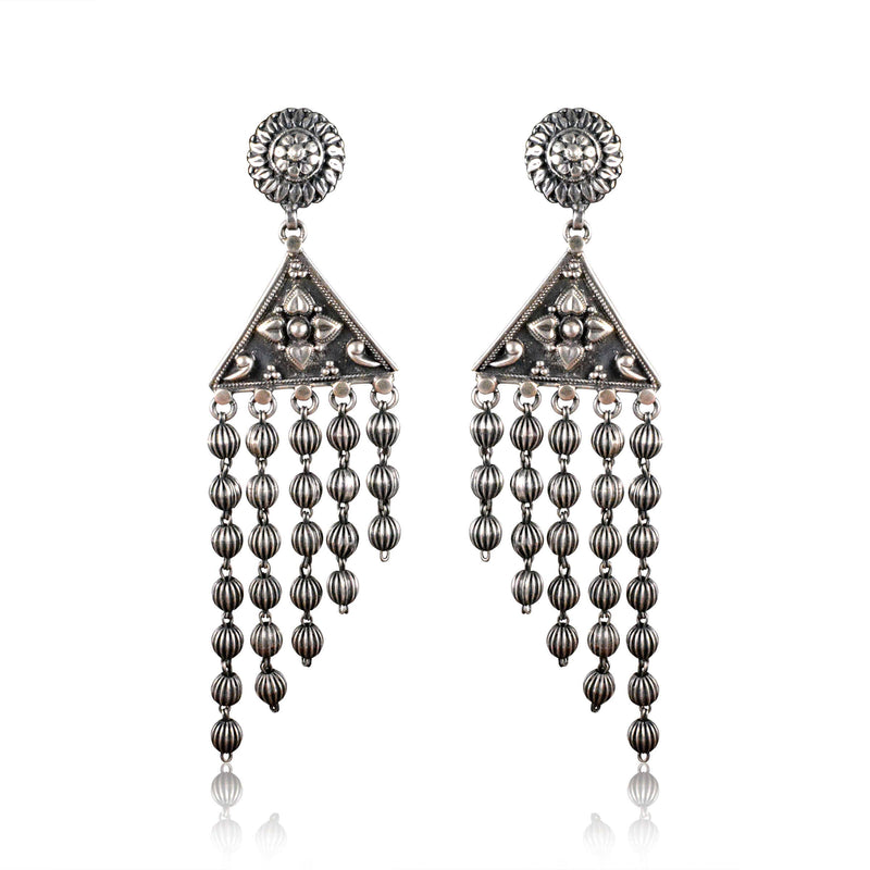 Tribal Earrings Silver Long Jhumki Earning