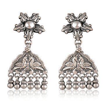 Tribal Earrings Silver Long Jhumki