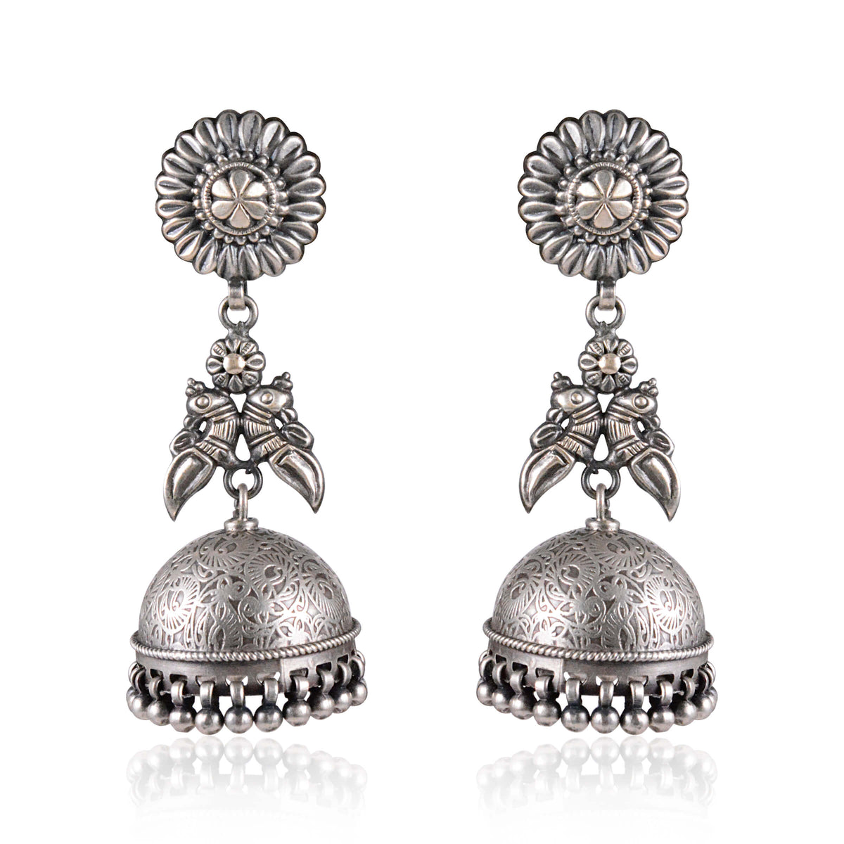 Tribal Earrings Silver Long Jhumki