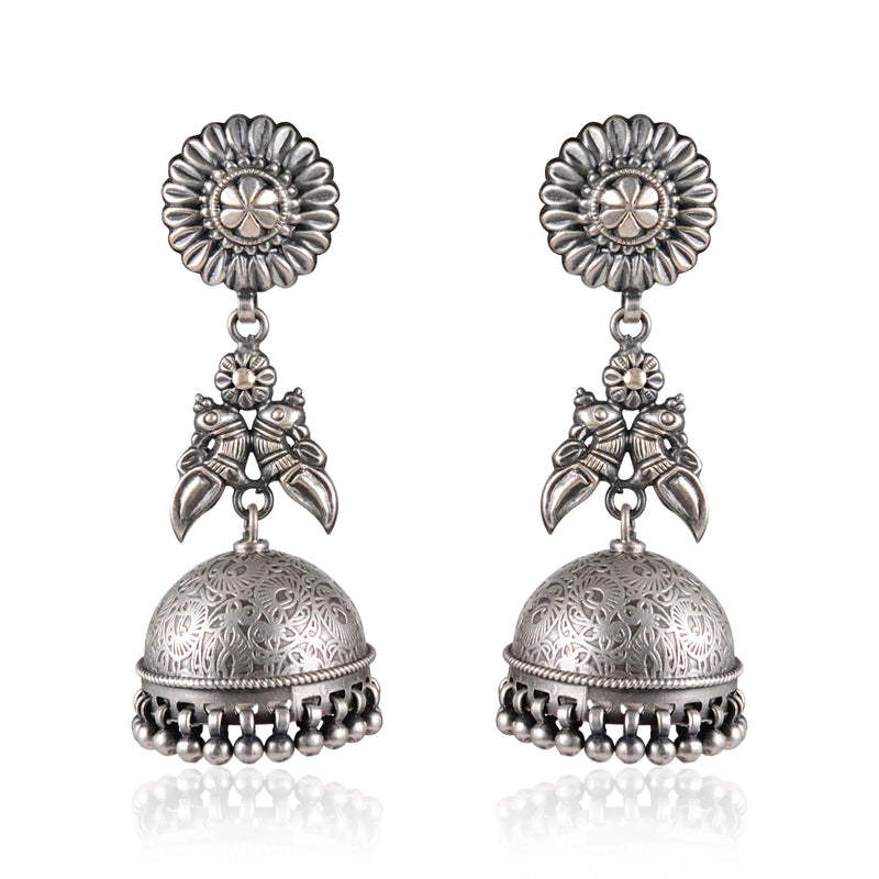 Tribal Earrings Silver Long Jhumki