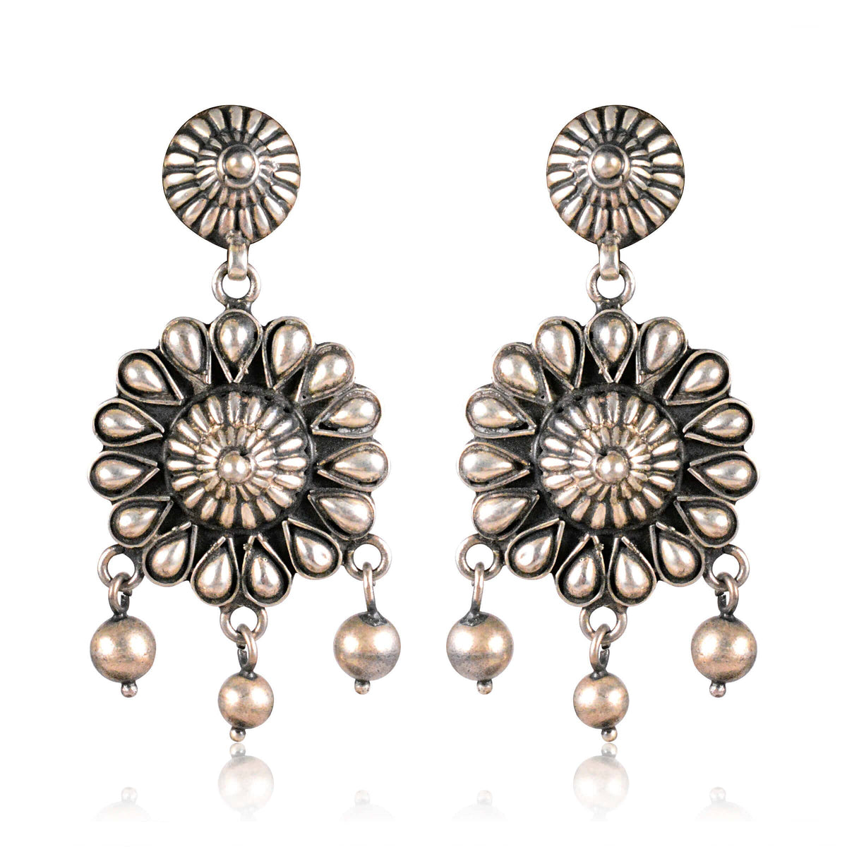 Tribal Earrings Silver Long Pearl Jhumki