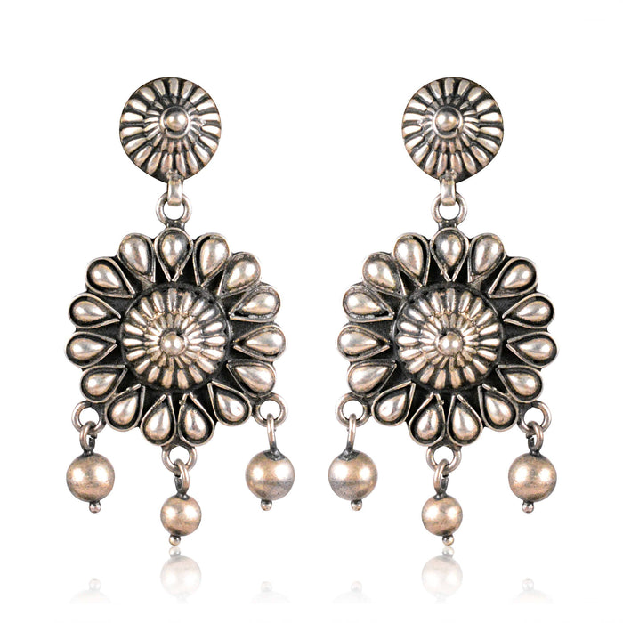 Tribal Earrings Silver Long Pearl Jhumki