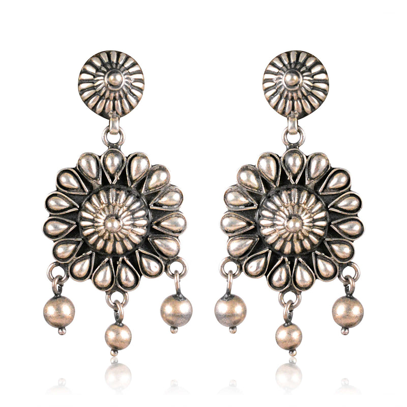 Tribal Earrings Silver Long Pearl Jhumki