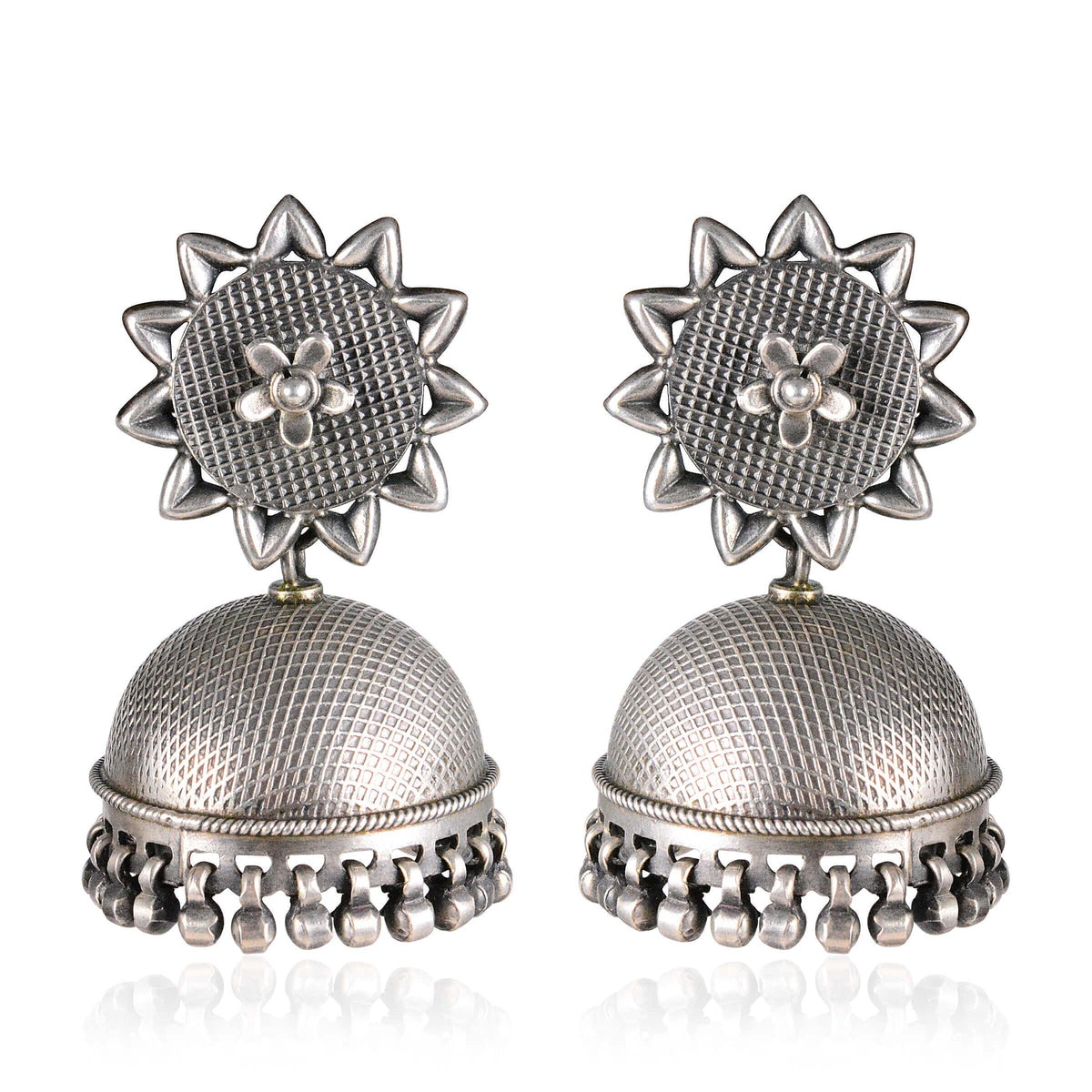 Tribal Earrings Silver Mohani Long Jhumki