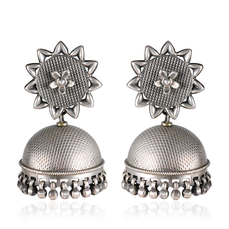 Tribal Earrings Silver Mohani Long Jhumki