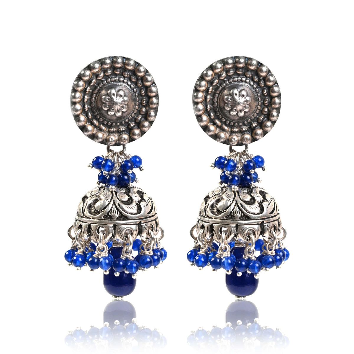 Tribal Earrings Silver Neel Jhumki