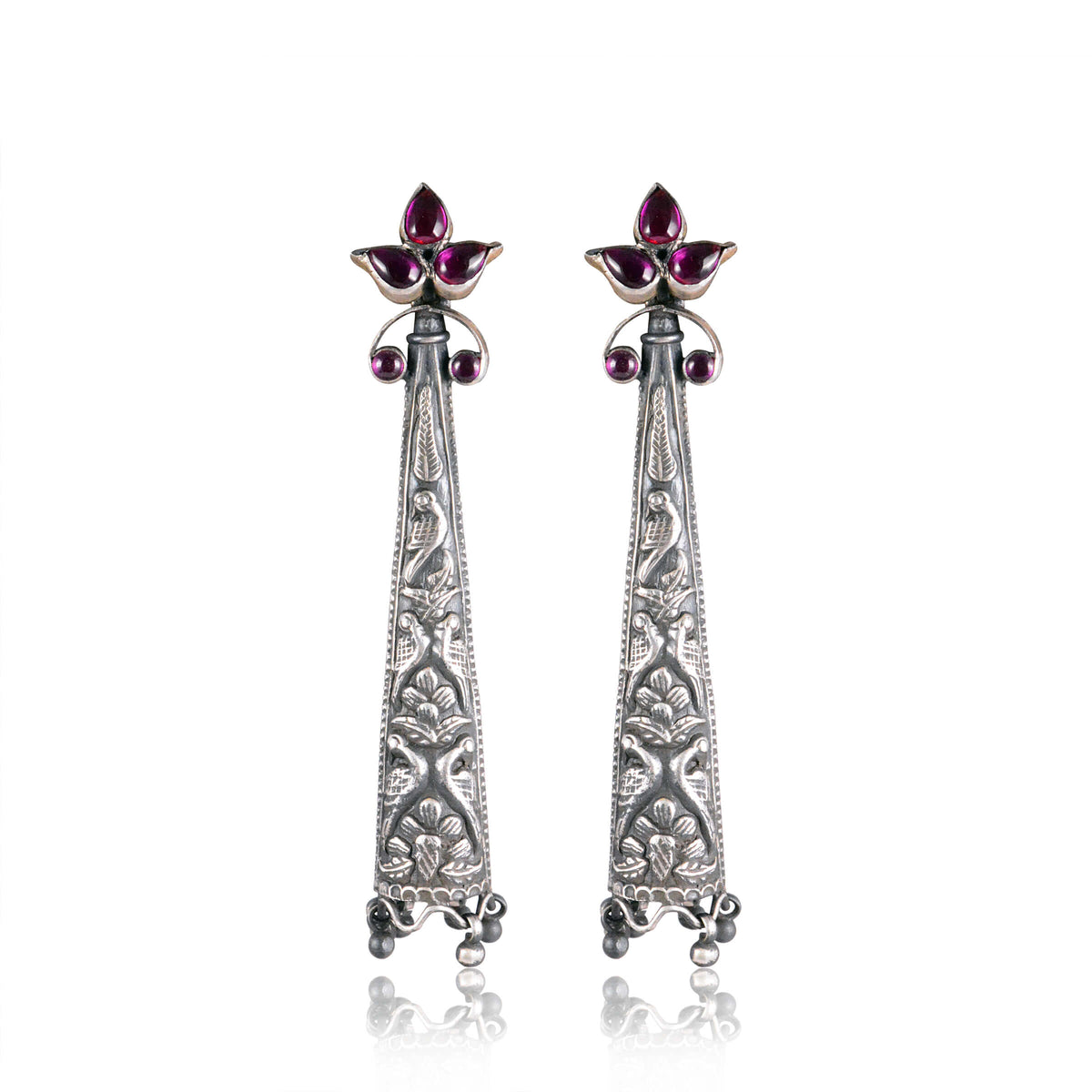 Tribal Earrings Silver Oxidised Danglers