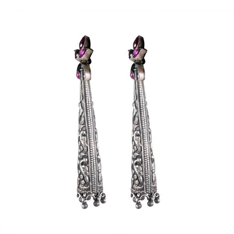 Tribal Earrings Silver Oxidised Danglers 2