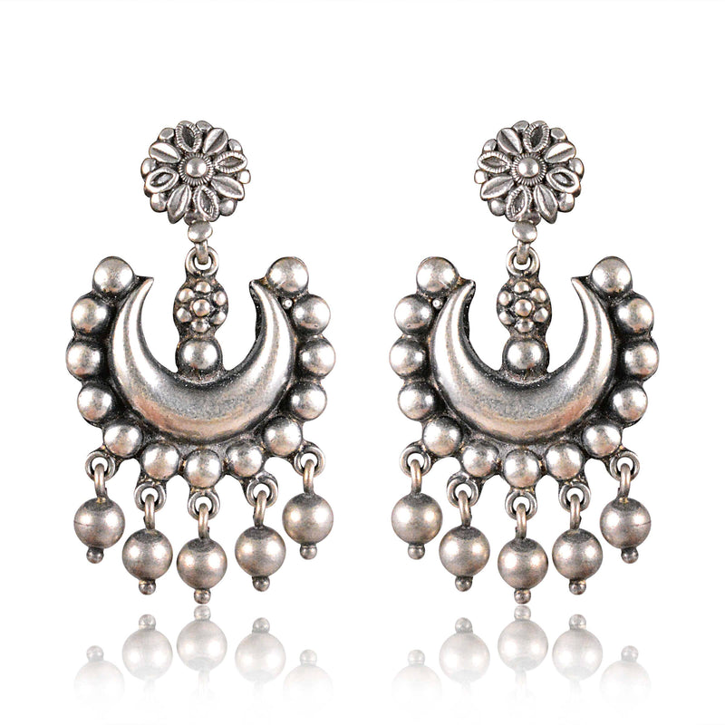 Tribal Earrings Silver Oxidized Chand Bali