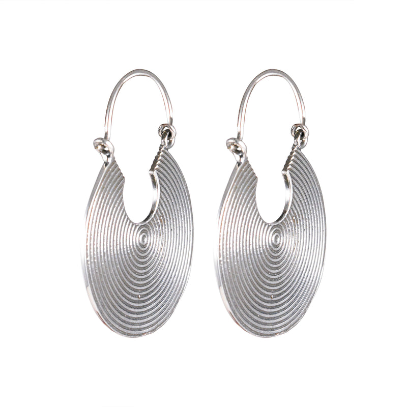 Tribal Earrings Silver Round Bali 2