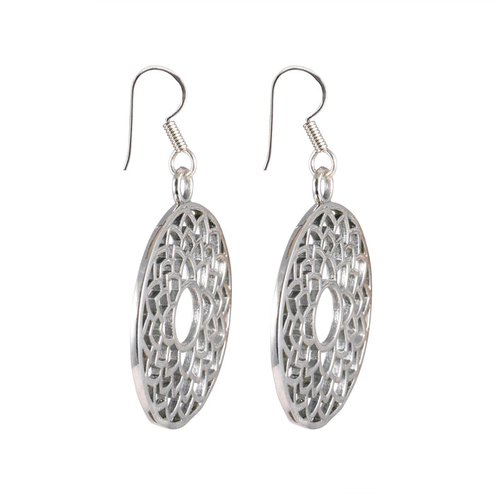 Tribal Earrings Silver Round Bali 2