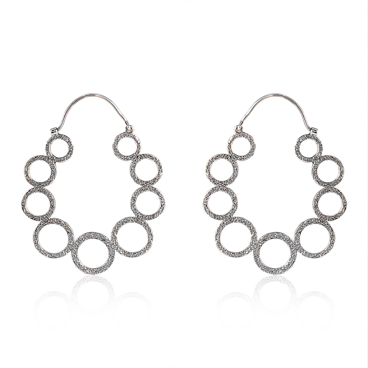 Tribal Earrings Silver Round Earring