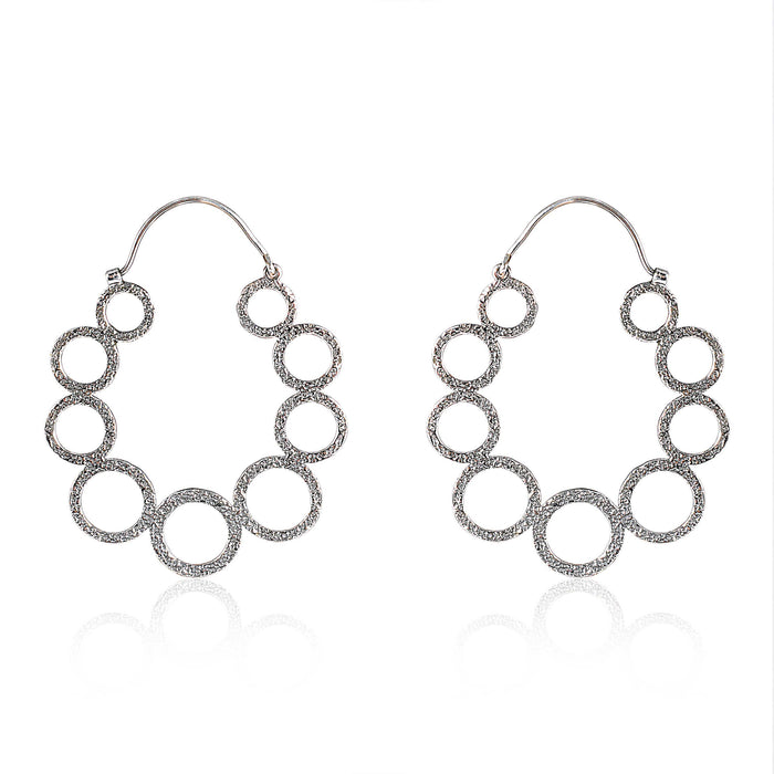 Tribal Earrings Silver Round Earring