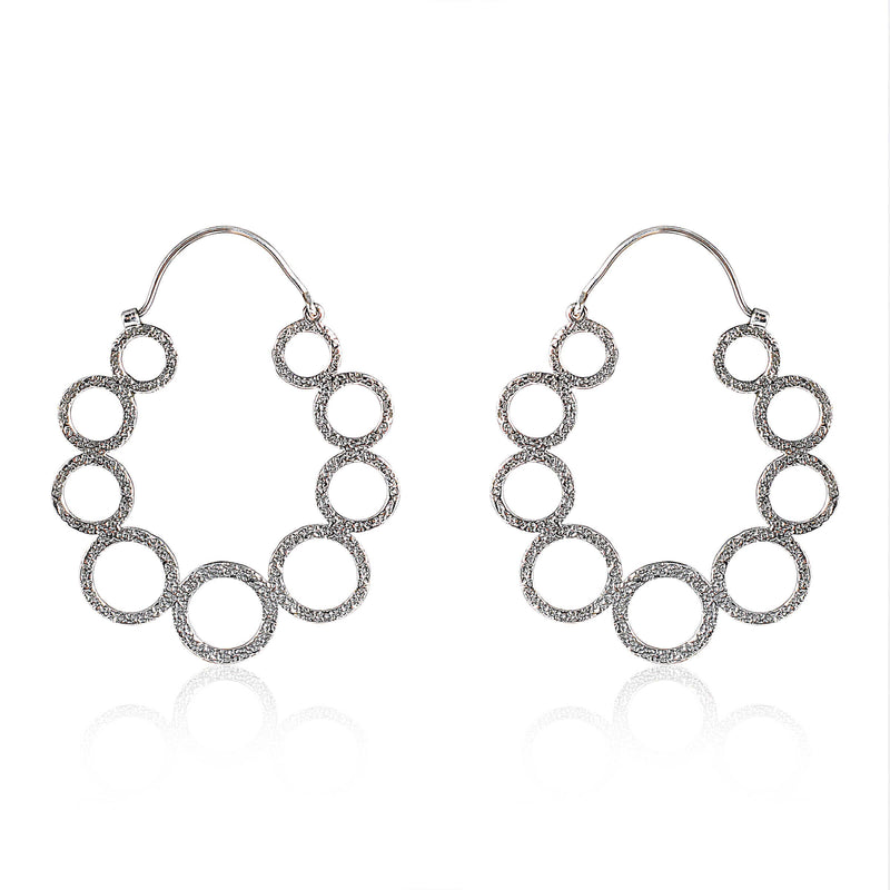 Tribal Earrings Silver Round Earring