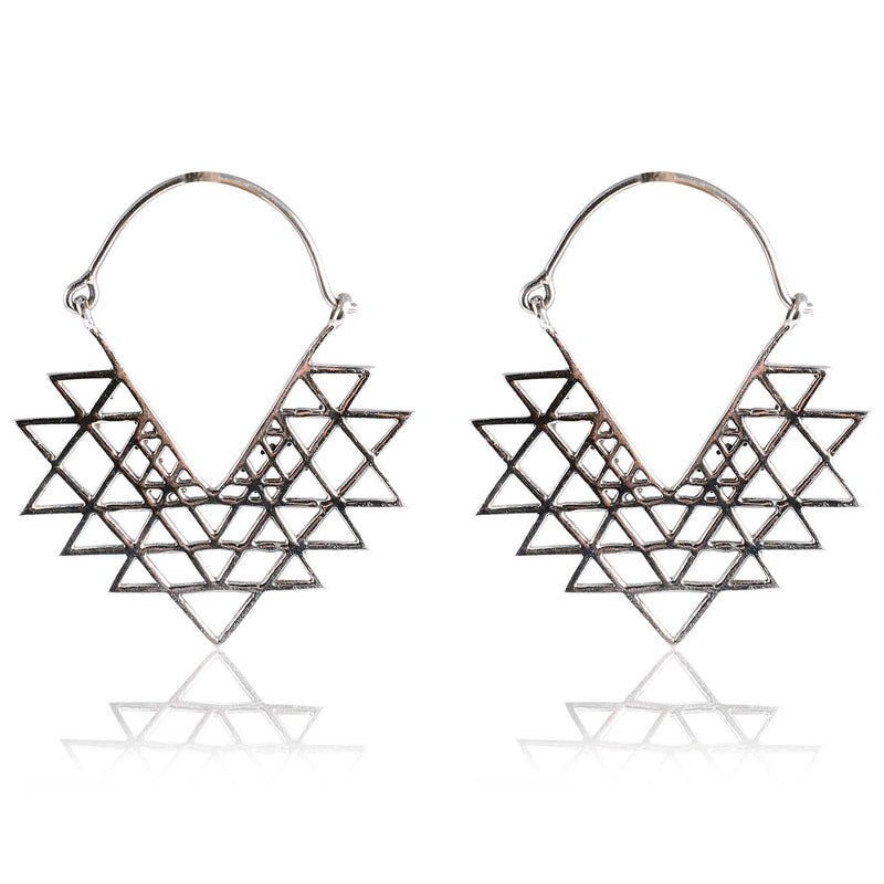 Tribal Earrings Silver Star Shape Bali