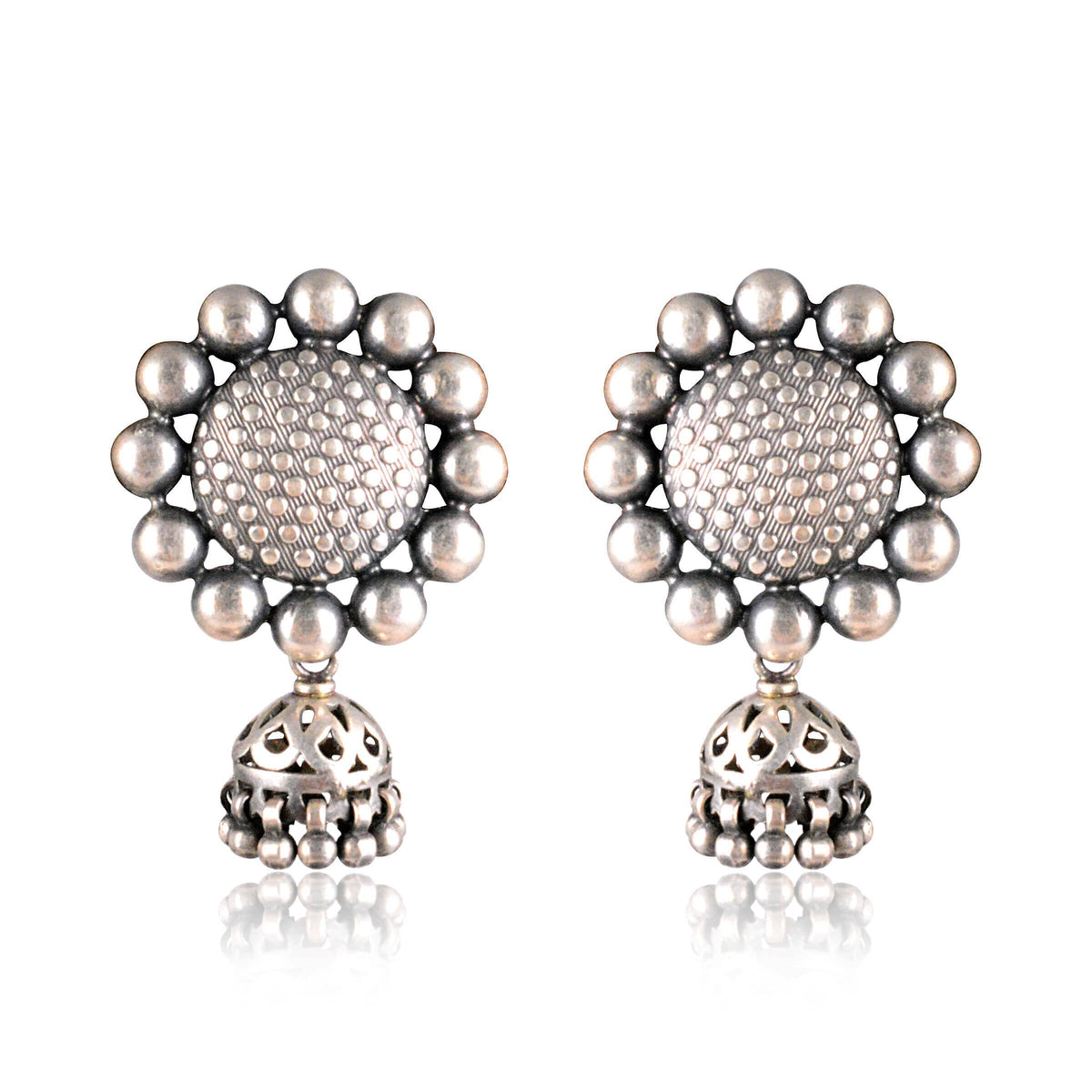 Tribal Earrings Silver Surya Jhumki