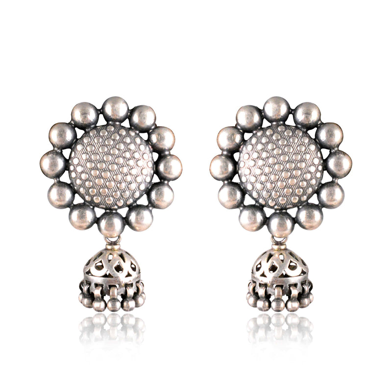 Tribal Earrings Silver Surya Jhumki