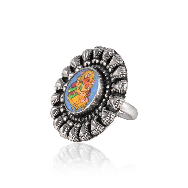 Tribal Rings Ethnic Ganesha Silver Ring 2